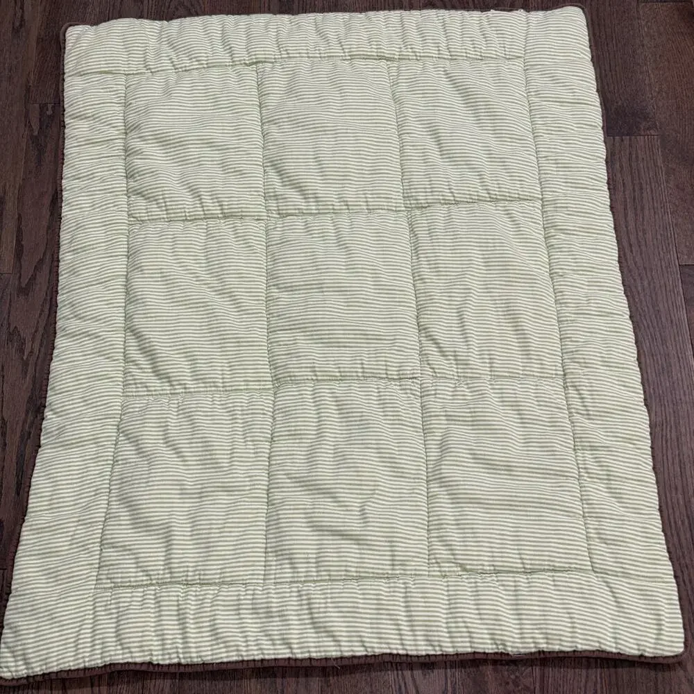 FAO Schwarz Quilted Baby‎ Blanket Safari Animals Green Brown Squares